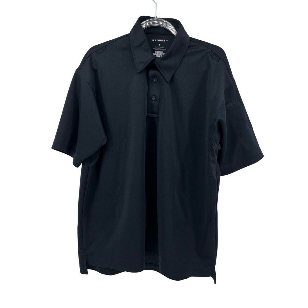 Propper Mens Tactical Polo Shirt Black Large Short Sleeve Performance Utility